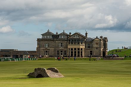 St Andrews, Scotland, the home of golf. The standard 18 hole golf course was created at St Andrews in 1764.[562]
