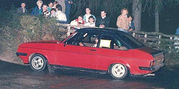Mark II Ford Escort RS2000 taking part in a road rally