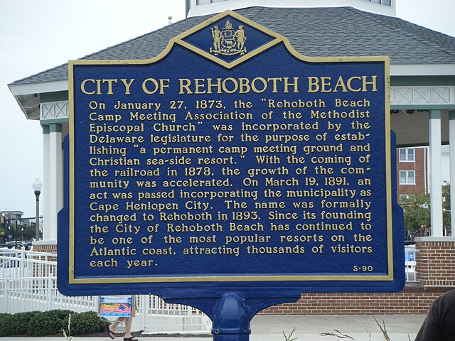 Historical marker of Rehoboth Beach's history