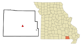 Ripley County Missouri Incorporated and Unincorporated areas Doniphan Highlighted.svg