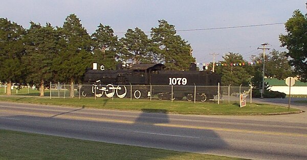 Atchison, Topeka and Santa Fe Railroad Locomotive 1079 on static display, 2002