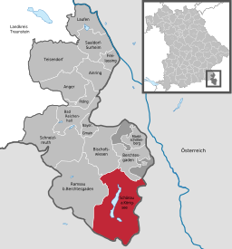 Läget för Schönau am Königssee i Landkreis Berchtesgadener Land