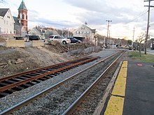 Double track being installed in Andover in 2016 Second track construction in Andover, March 2016.JPG