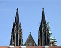 * Nomination Towers of the Cathedral of St. Vitus viewed from west, behind the New Royal Palace. -- Alvesgaspar 00:29, 28 November 2016 (UTC) * Promotion Good quality, but what's the short dark line (almost vertical) to the left of the left tower? -- Ikan Kekek 07:05, 28 November 2016 (UTC) - I only see an (almost) horizontal white line, which seems to be some kind of wire. Alvesgaspar 18:16, 28 November 2016 (UTC) OK. Good quality. -- Ikan Kekek 21:13, 28 November 2016 (UTC)