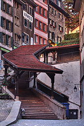 Stairs (escaliers du marche) in the old city. Stair to Lausanne cathedral IMG 6529.jpg