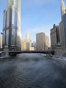 The Chicago River during the January 2014 cold wave Steam Rising from Chicago River.jpg