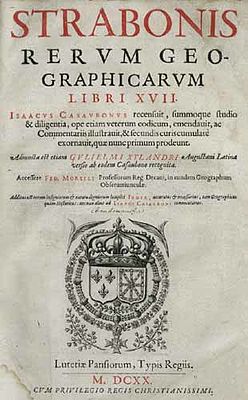 Титульный лист «Географии» в латинском переводе Ксиландера. Издание Казобона в перепечатке 1620 года