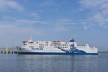 MV Hamnavoe in Stromness in 2022 Stromness The Hamnavoe approaches the ferry terminal.jpg