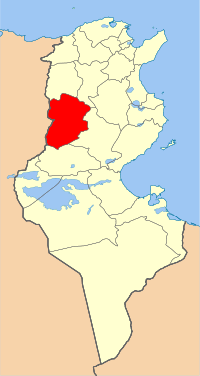 Localização da província de Kasserine na Tunísia