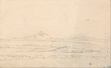 A sketch of the castle by Thomas Girtin, 1796 Thomas Girtin - Dustanborough Castle from a Distance - Google Art Project.jpg