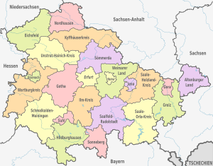 Thuringia, administrative divisions - de - colored.svg
