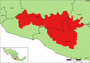 Map showing the Tierra Caliente region Tierra caliente map.png