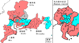 Single member results -- LDP in red, DPJ in light blue, Independent in gray Tokai hrdist map 2005.PNG