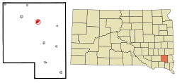 Turner County South Dakota Incorporated and Unincorporated areas Parker Highlighted.svg