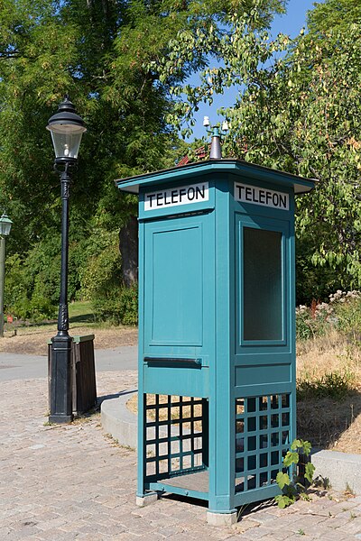 File:Turquoise phone box in Skansen, Stockholm.jpg