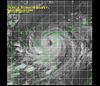 海南島からトンキン湾に抜けた台風18号、26日午後8時30分。アメリカ海軍台風情報センターによる