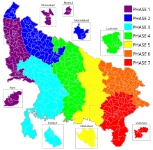 Map of constituencies and their phases