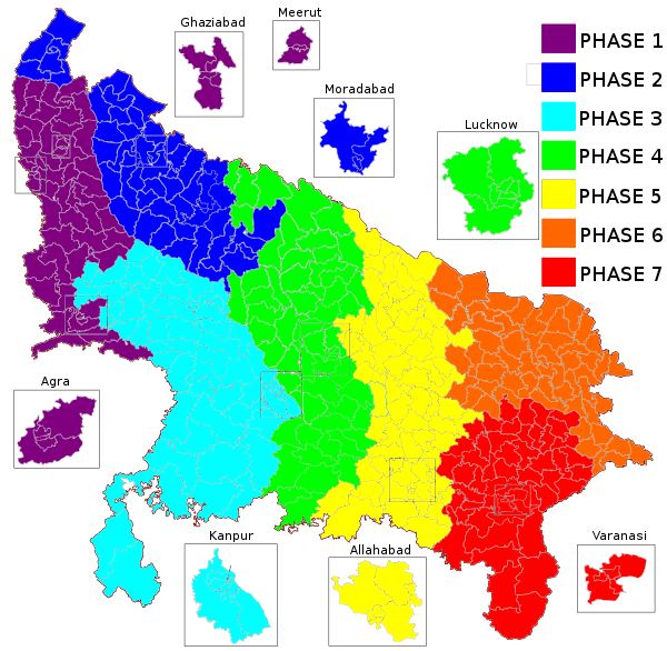 Map of constituencies and their phases