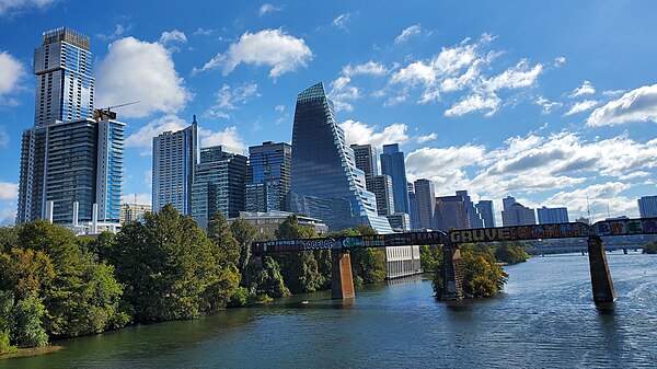 Image: View of Downtown Austin from Pfluger Pedestrian Bridge October 2022