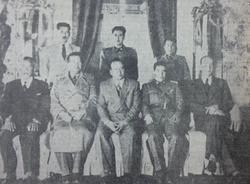 The last living photo taken of Villarroel presenting his new cabinet, 20 July 1946. Villarroel Cabinet.png