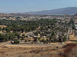 A view of Warm Springs, California from the north on the Temescal Mountains