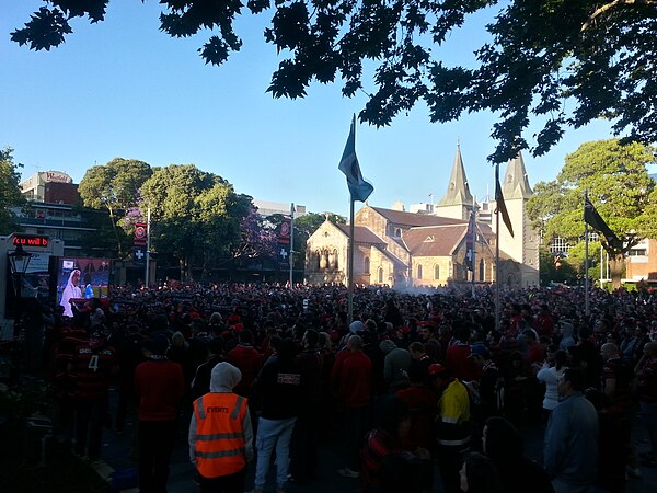 Western Sydney Wanderers supporters celebrating win in Asian Champions League