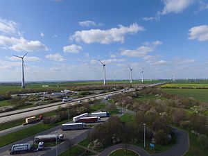 Wind farm Stlocken seen from the Osterfeld service area