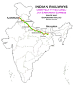 (Amritsar - Saharsa) Mapa trasy Jan Sadharan Express.png