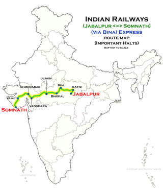 <span class="mw-page-title-main">Somnath–Jabalpur Express (via Bina)</span>