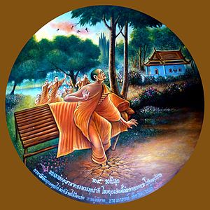 049 Devadatta, who had been the Bodhisatta's Enemy in every Life and attacked Him in this Life is Swallowed by the Earth (9273515792).jpg