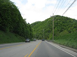 Along Pennsylvania Route 36 in the township