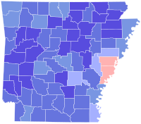 1970 Arkansas gubernatorial election results map by county.svg