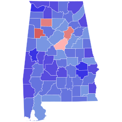1984 United States Senate election in Alabama results map by county.svg