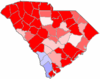 Red counties were won by Campbell and blue counties were won by Mitchell