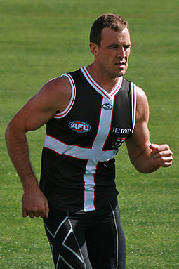 Steven King played 22 games for St Kilda in 2008, having previously played for Geelong. 2. Steven King, St Kilda FC 01.jpg