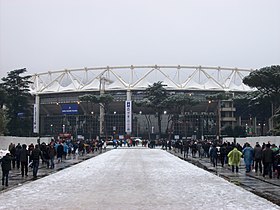 2012-02-11 Rome Olympic Stadium under the snow ITA - ENG rugby.jpg