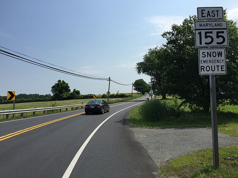 File:2016-06-11 10 29 37 View east from the west end of Maryland State Route 155 (Level Road) at Maryland State Route 22 (Churchville Road) in Churchville, Harford County, Maryland.jpg