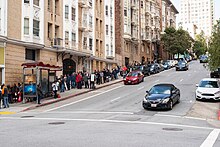 Collectors and fans line up around the block for Chuck Sperry's opening reception of "Heaven of Many a Tangled Hue" at Spoke Art Gallery, San Francisco, California. April, 2018. 2018 Sperry Reception SF-01.jpg