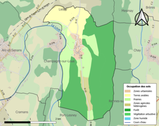 Carte en couleurs présentant l'occupation des sols.