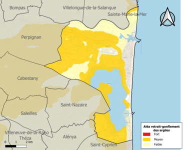 Carte des zones d'aléa retrait-gonflement des argiles.