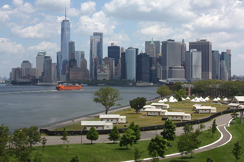 File:A634, Lower Manhattan from summit of Outlook Hill, Governors Island, New York City, July 2019.jpg