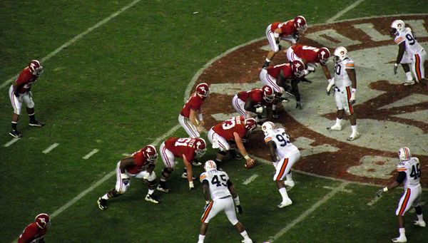 Alabama on offense against the Tigers in 2010