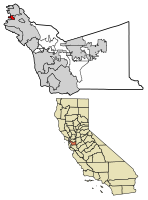 Location of Emeryville in Alameda County, California.