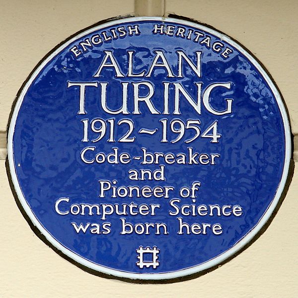 English Heritage plaque in Maida Vale, London marking Turing's birthplace in 1912