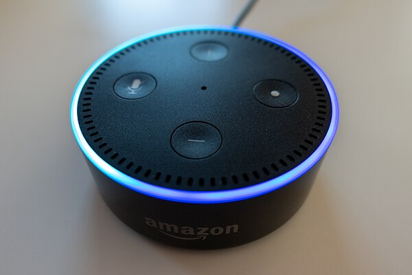 Amazon Echo Dot smart speaker running the Alexa virtual assistant