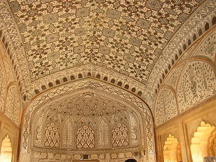 Interior of one of the palaces in Amber Fort