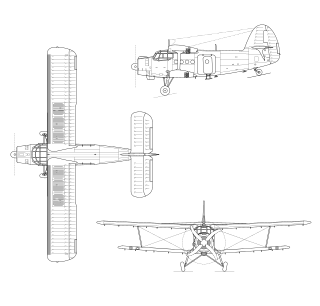 antonov 2 single engined biplane clipart