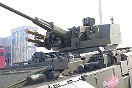 La tourelle inhabitée AU200M Baikal armée d'un canon à tir rapide 2A91 de 57 mm.