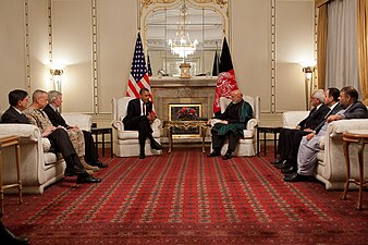 Barack Obama and Hamid Karzai bilateral meeting in Kabul May 1, 2012.jpg