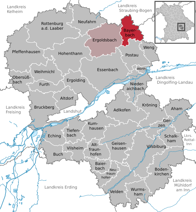 Läget för Bayerbach bei Ergoldsbach i Landkreis Landshut